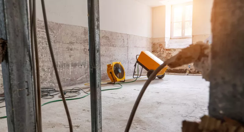 rebuilding an Old real estate apartment, prepared and ready for renovate after flood damage