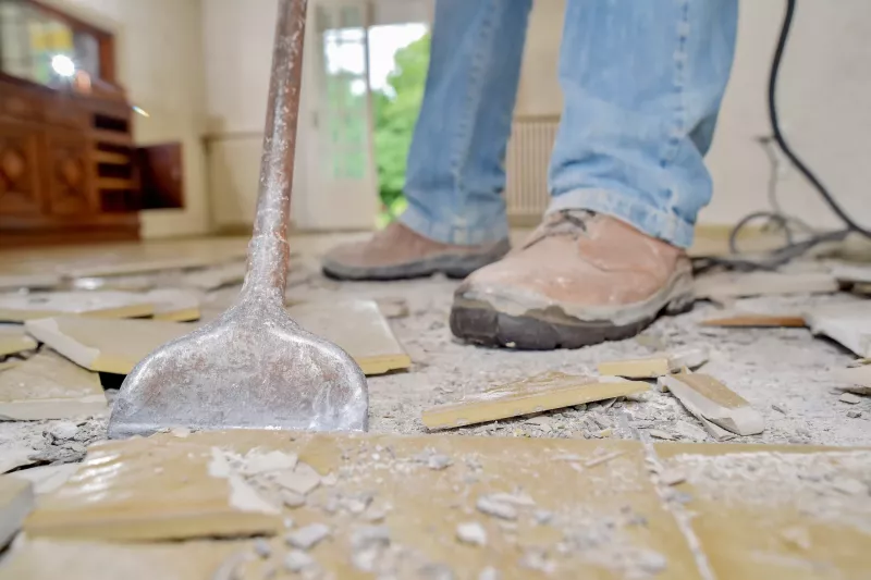 Removing old floor tiles